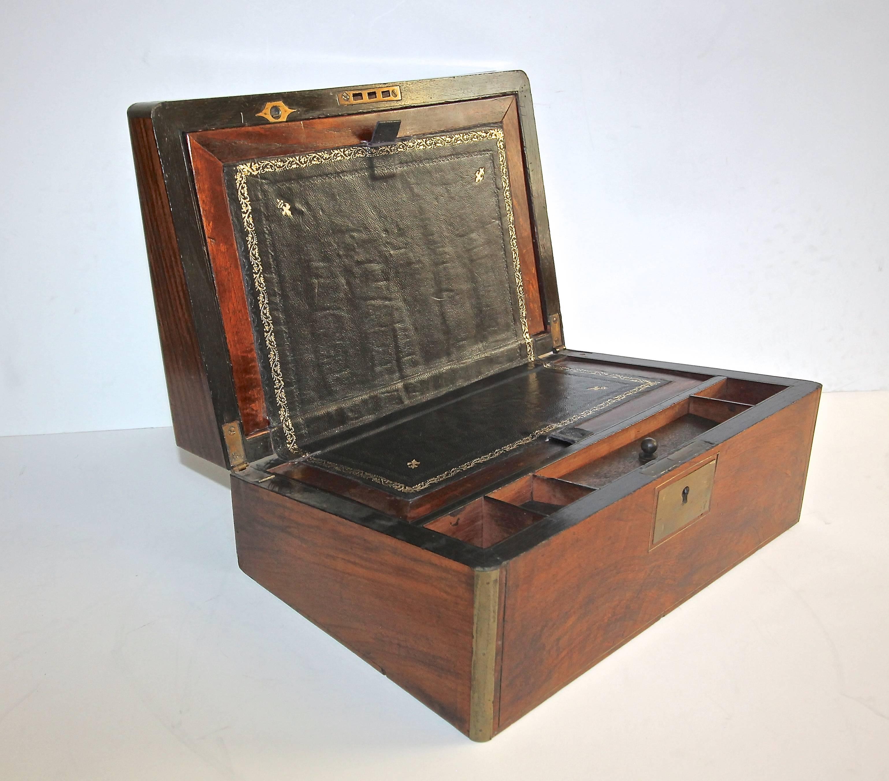 English 19th Century Rosewood and Brass Writing Box For Sale 6