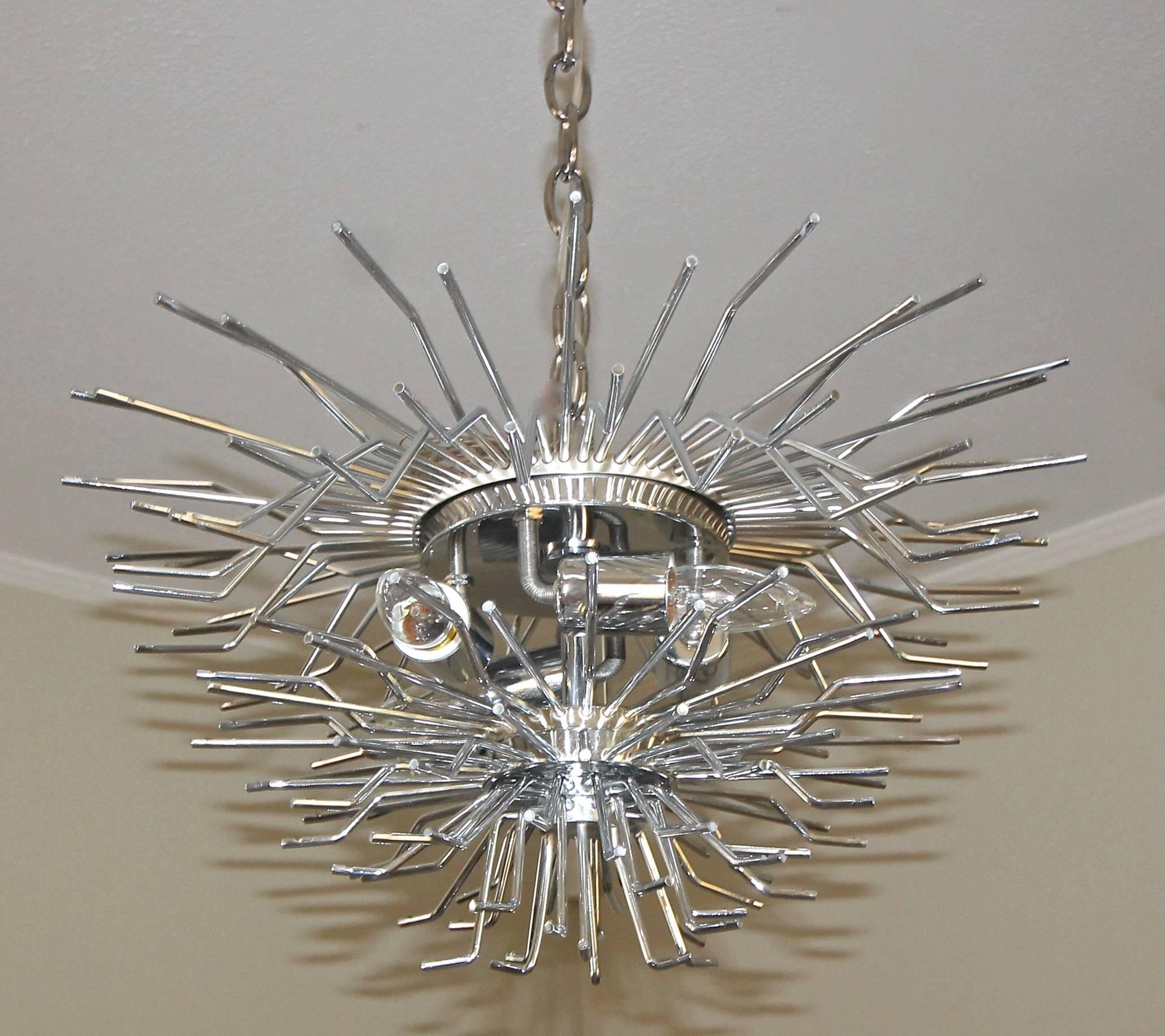 Venini Camer Italian Triedi Clear and Smoked Crystal Prism Chandelier 2