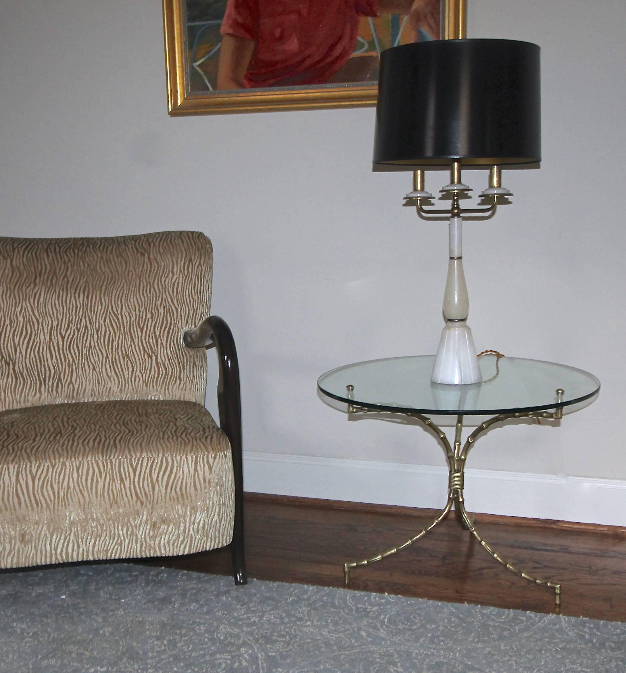 Pair of Bagues Bronze Faux Bamboo Tripod Cocktail or Side Tables 5