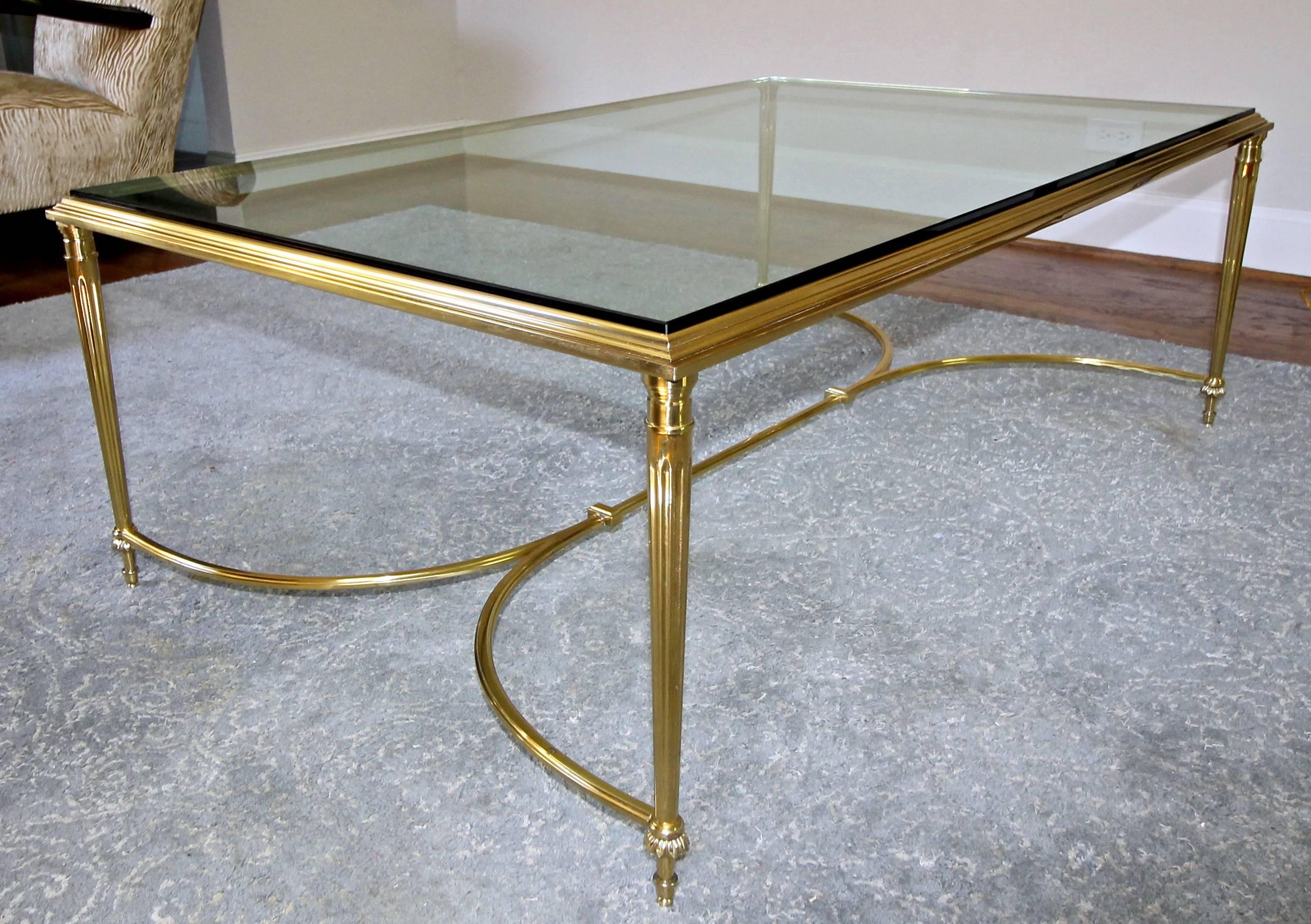 Neoclassical Large French Louis XVI Neoclassic Style Solid Brass Coffee or Cocktail Table