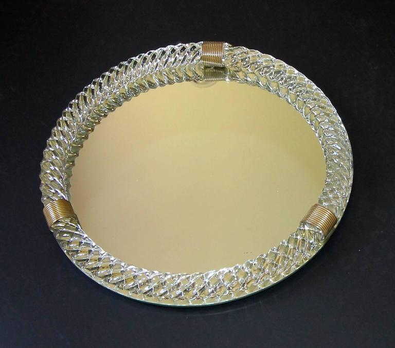 Large Venini Style Murano Round Twisted Glass Rope Vanity Tray at 1stDibs