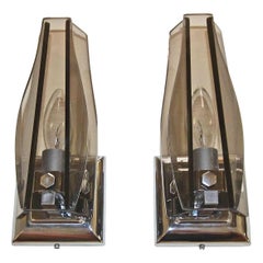 Retro Italian Glass Fontana Arte Style Sconces