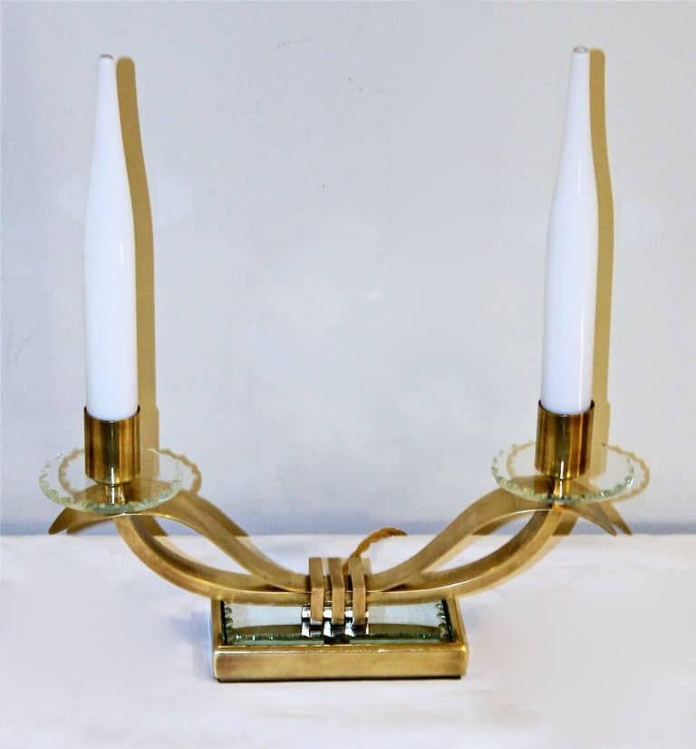 Art Deco Exquisite Pair of Jules Leleu Style French Mantle Lamps
