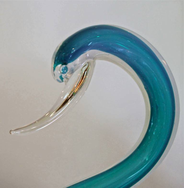 Large Seguso Murano, Aqua Blue Swan Figurine 3