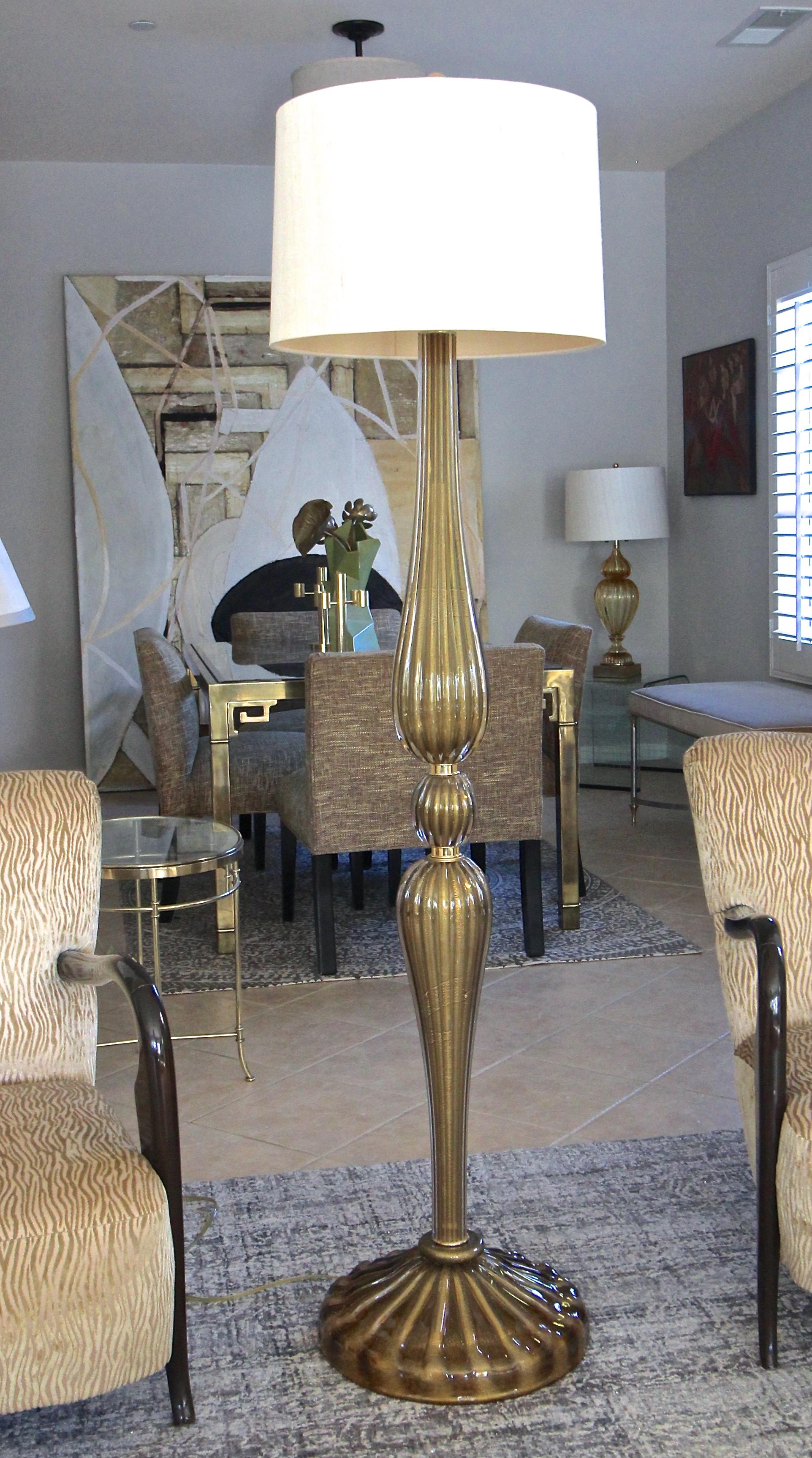 Italian Murano Bronze and Gold Glass Floor Lamp