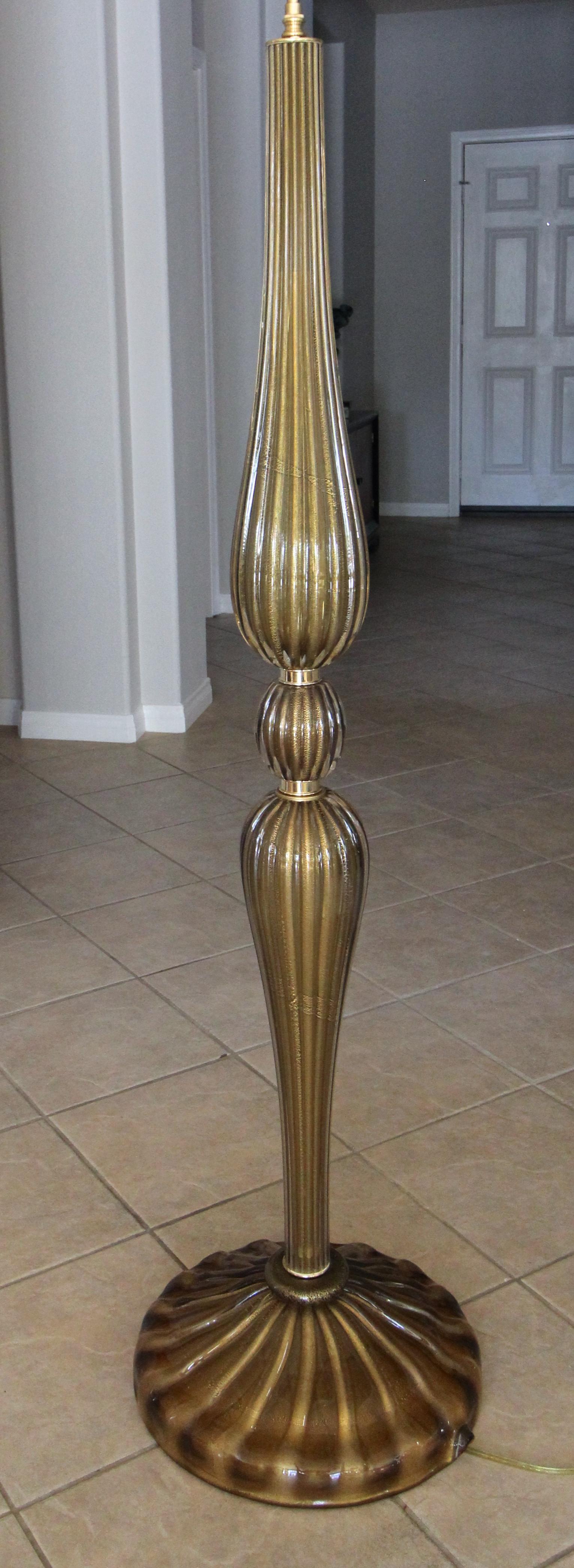 Murano Bronze and Gold Glass Floor Lamp 6