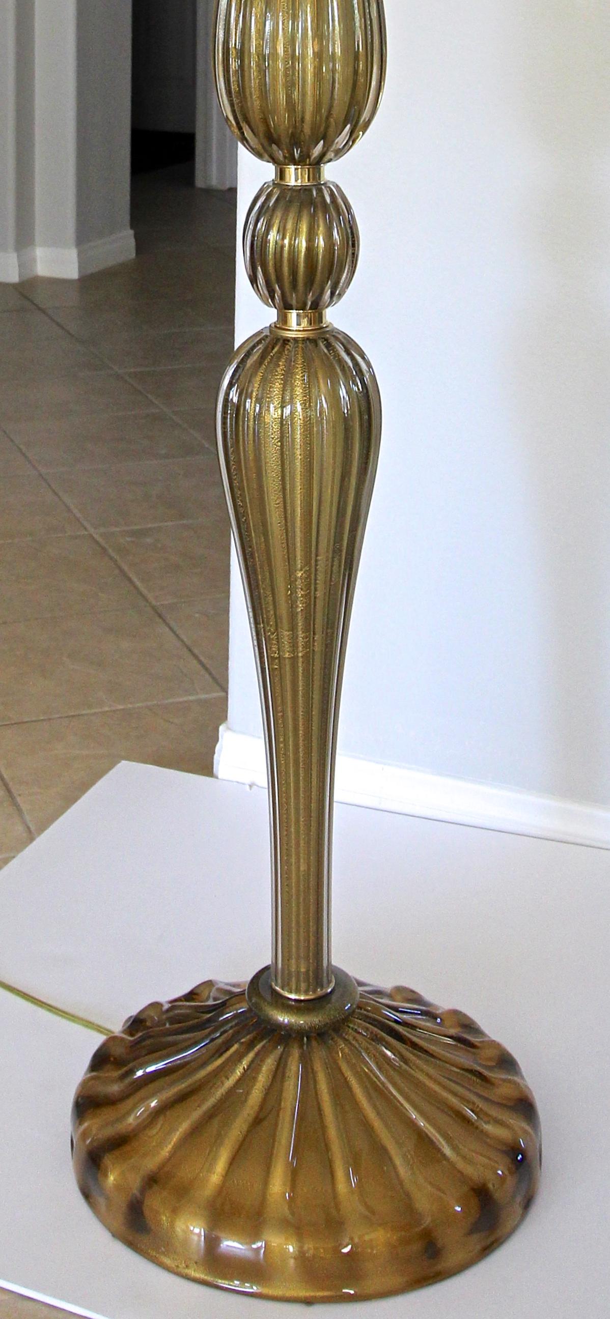 Murano Bronze and Gold Glass Floor Lamp 7