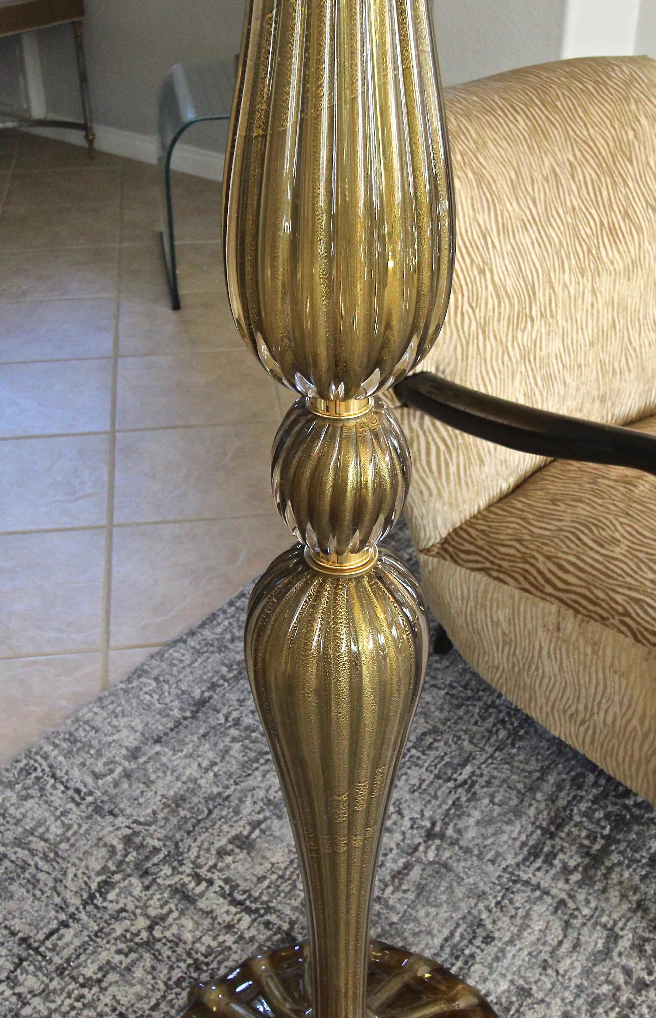 Murano Bronze and Gold Glass Floor Lamp 9