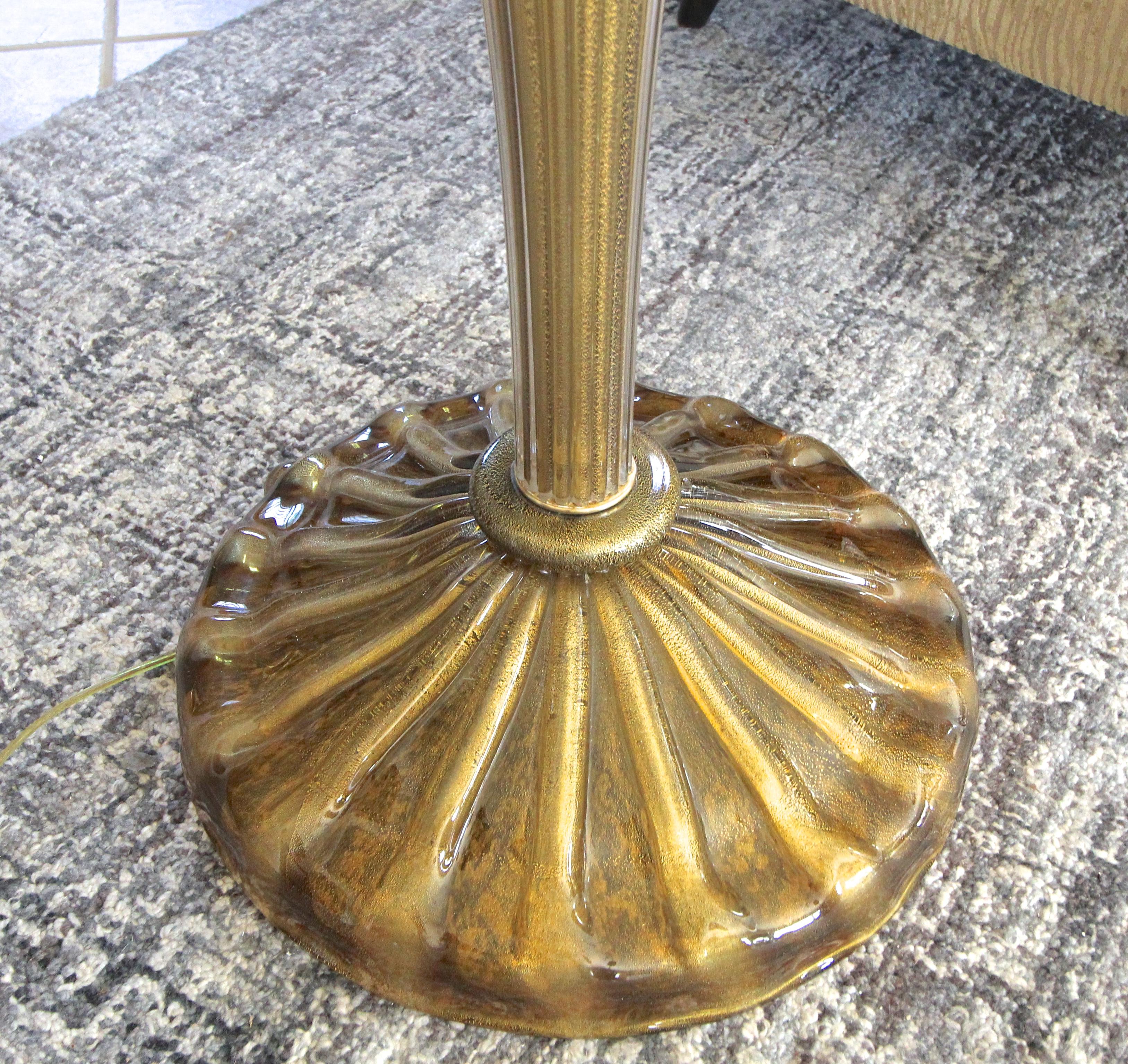 Murano Bronze and Gold Glass Floor Lamp 10