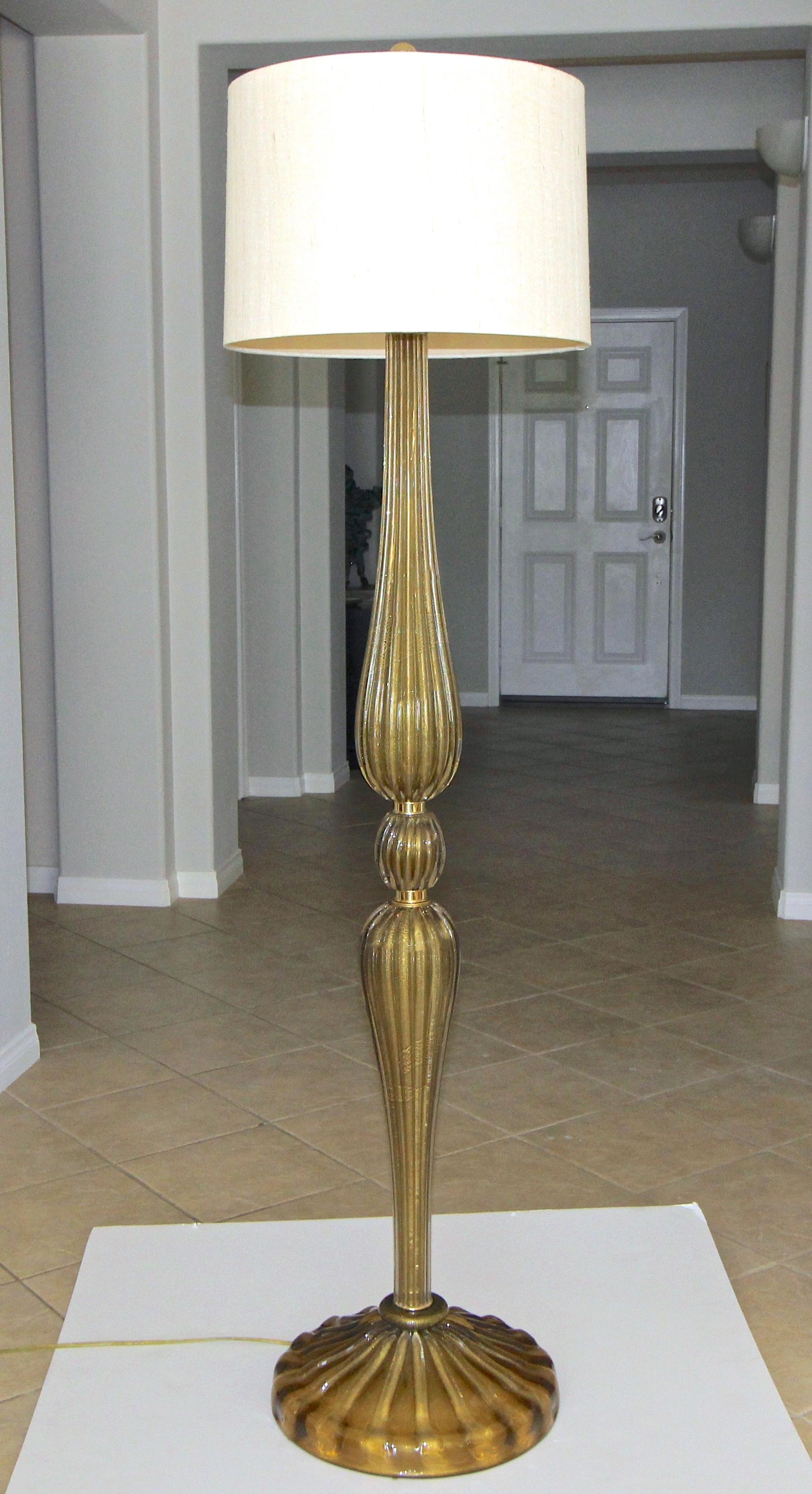 Murano Bronze and Gold Glass Floor Lamp 11