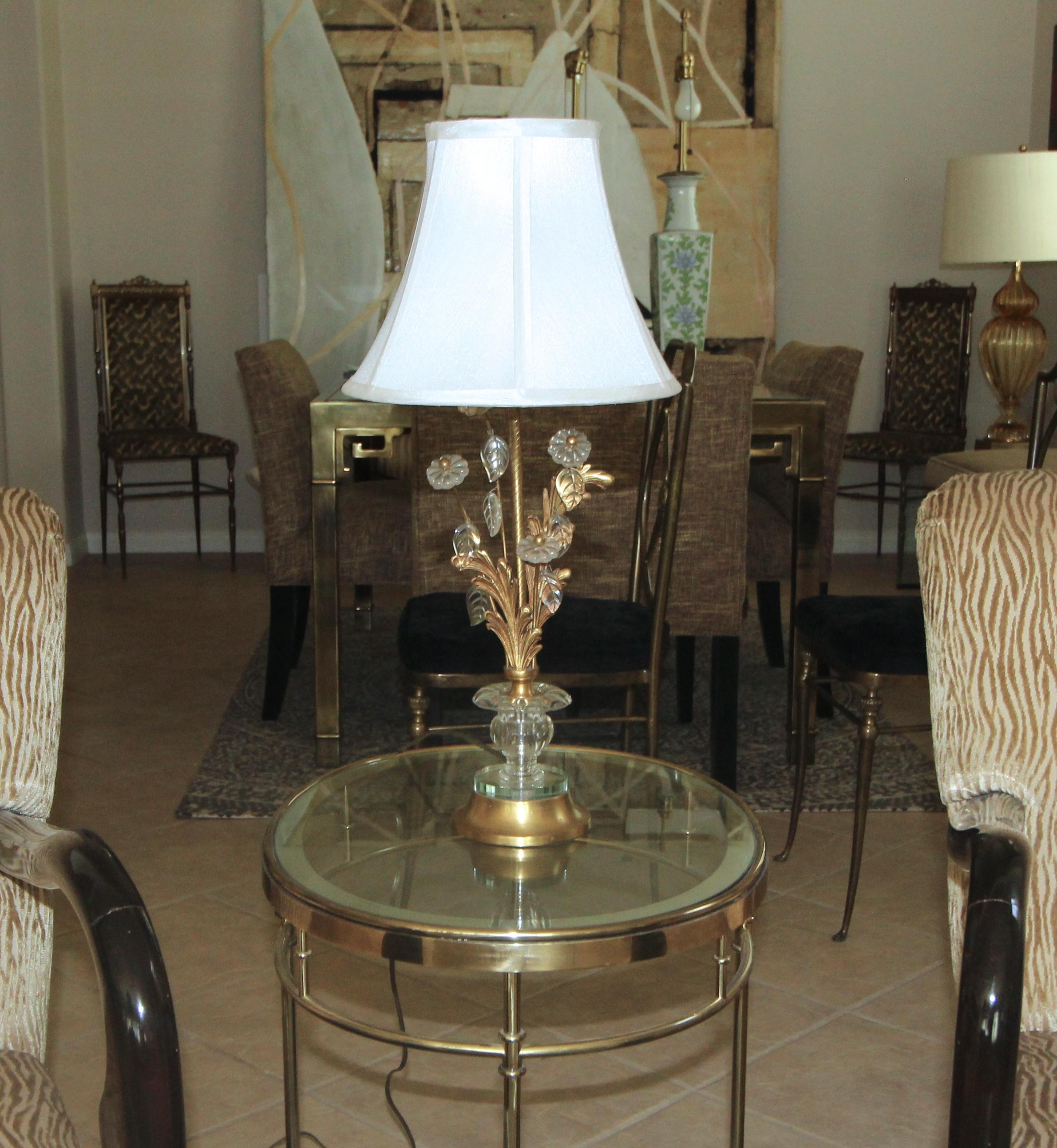 Pair of Baguès Style French Brass Flower and Leaf Table Lamps 9
