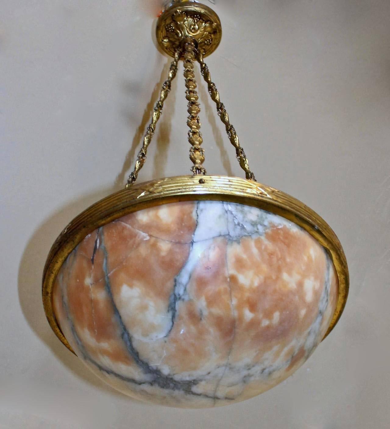 Mid-20th Century French Louis XVl Style Alabaster Pendant or Chandelier