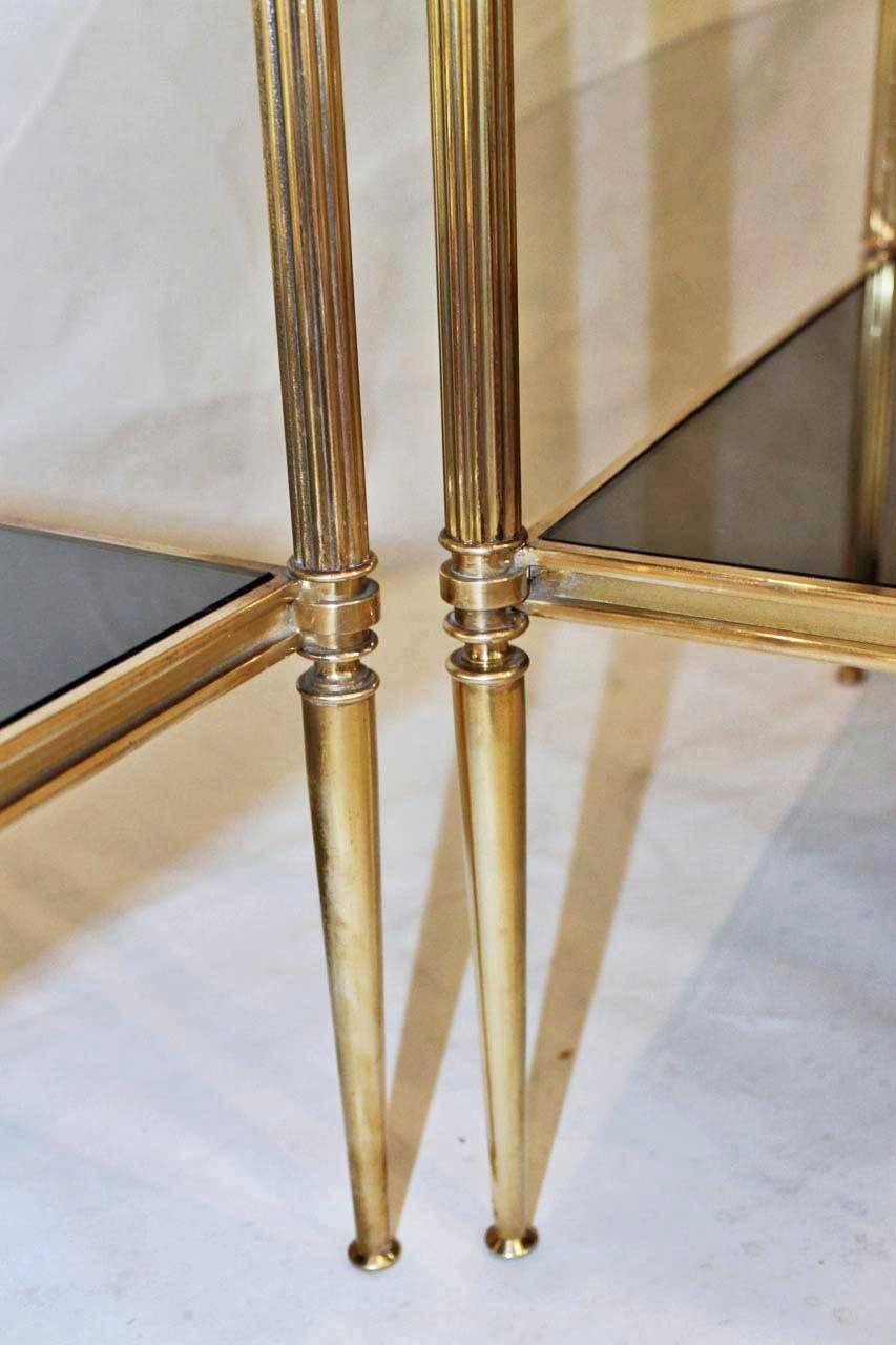 Pair of French Two-Tier Brass Side End Tables 2
