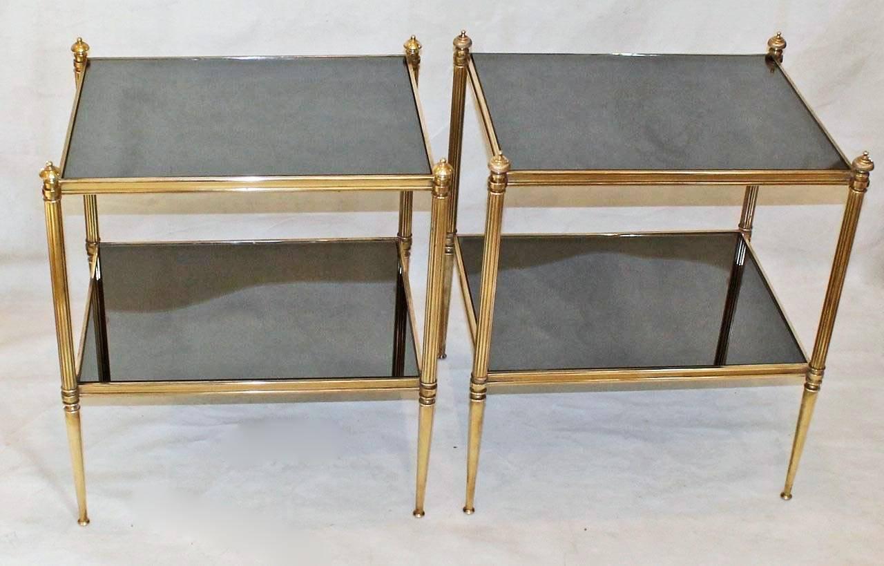 Pair of French Two-Tier Brass Side End Tables 5