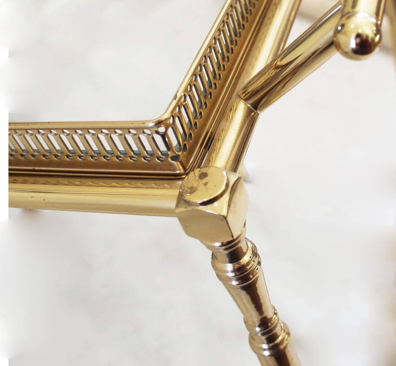 Large French Neoclassic Brass Bar Cart 4