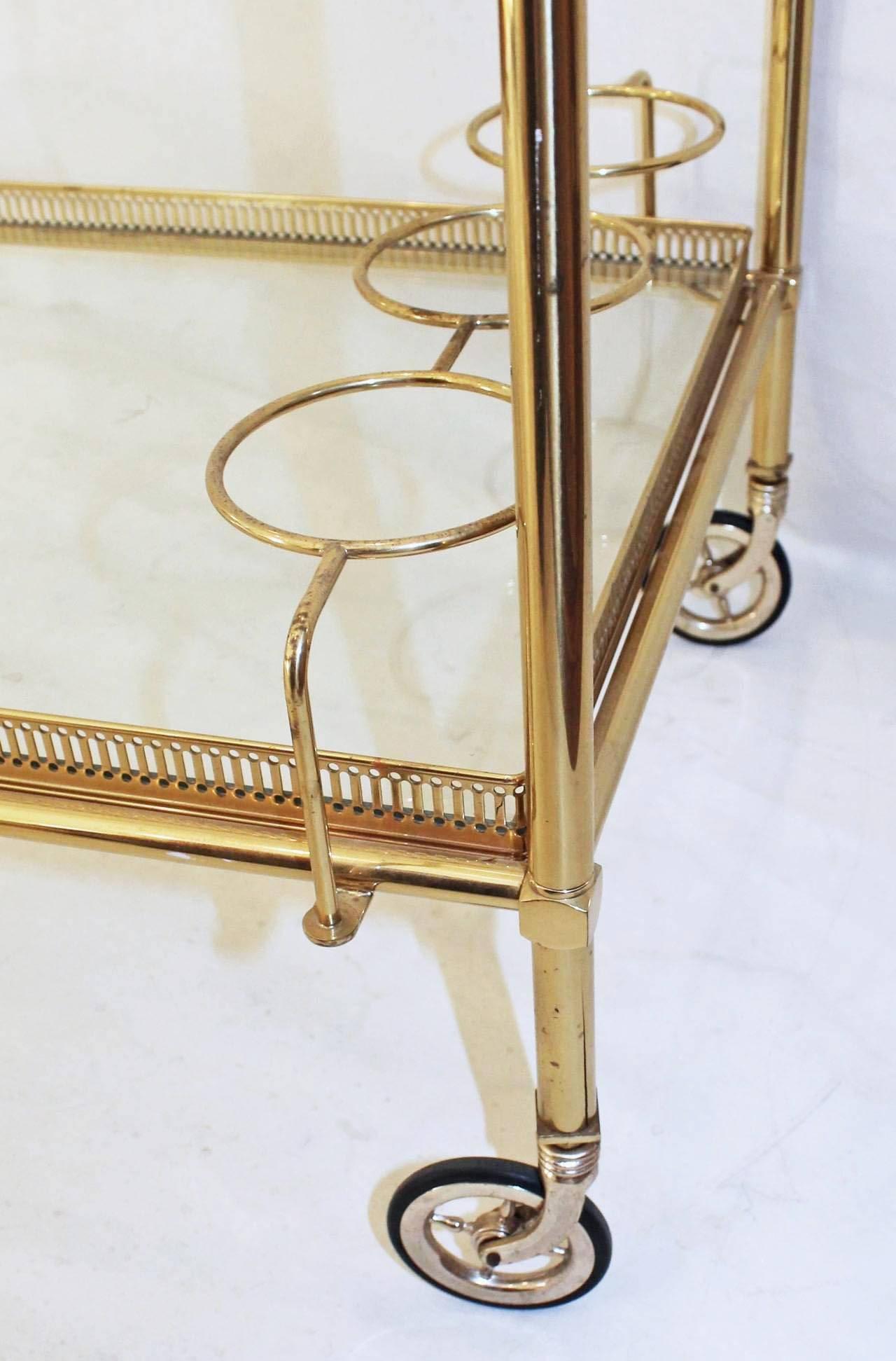 Large French Neoclassic Brass Bar Cart 5