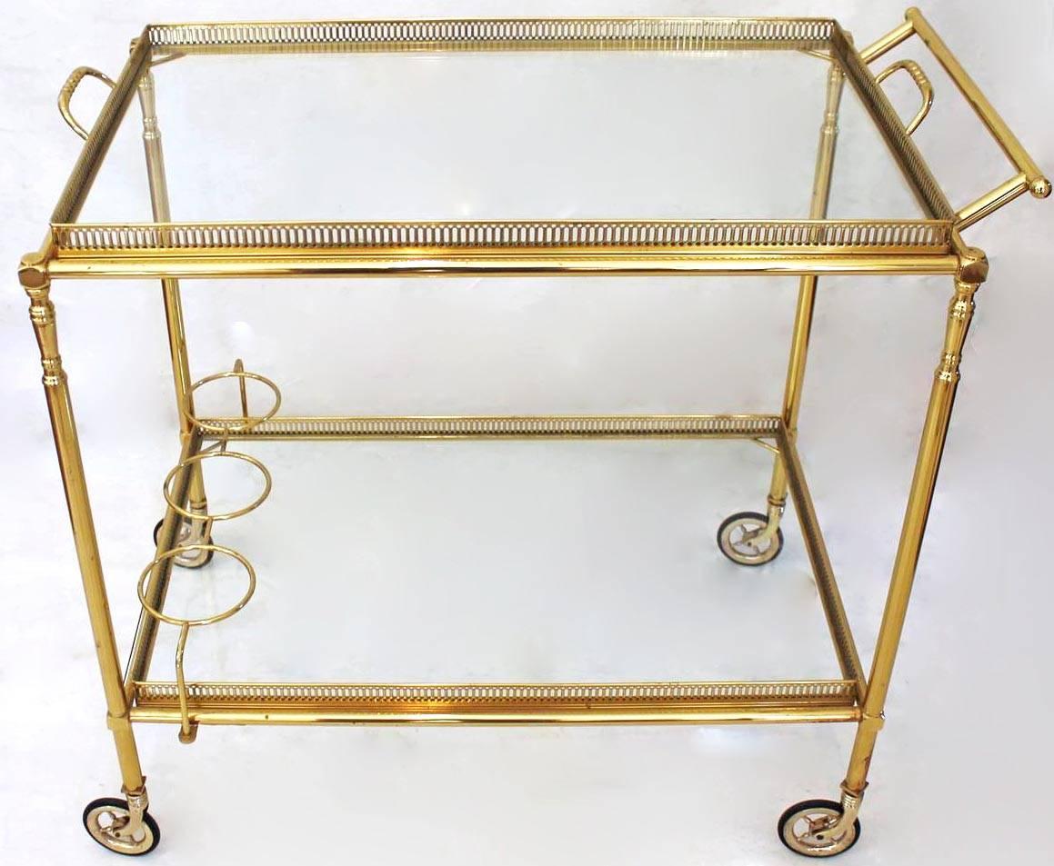 Large French Neoclassic Brass Bar Cart 1