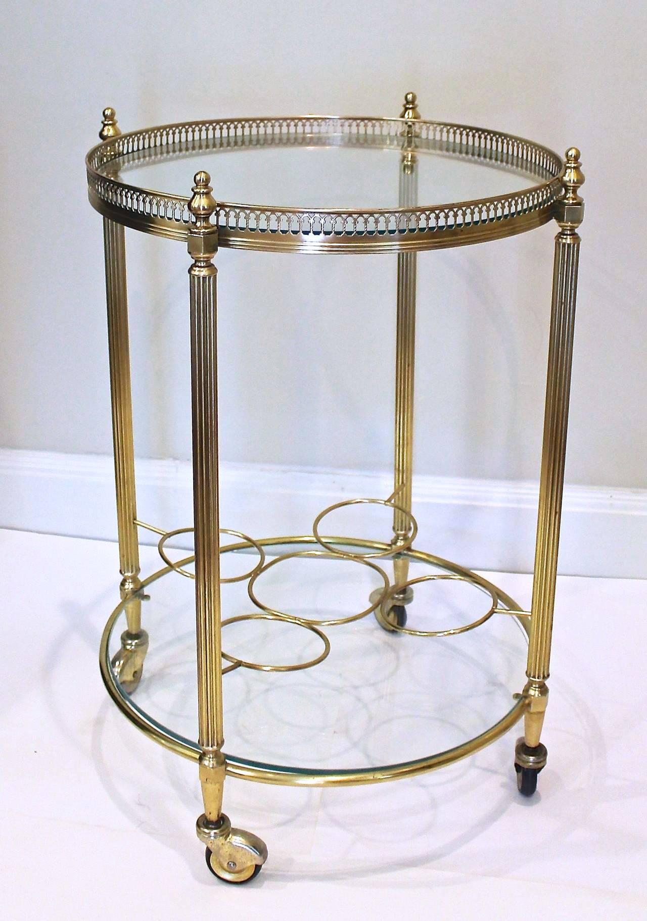 French Brass Two-Tier Bar Cart or Side Table 5