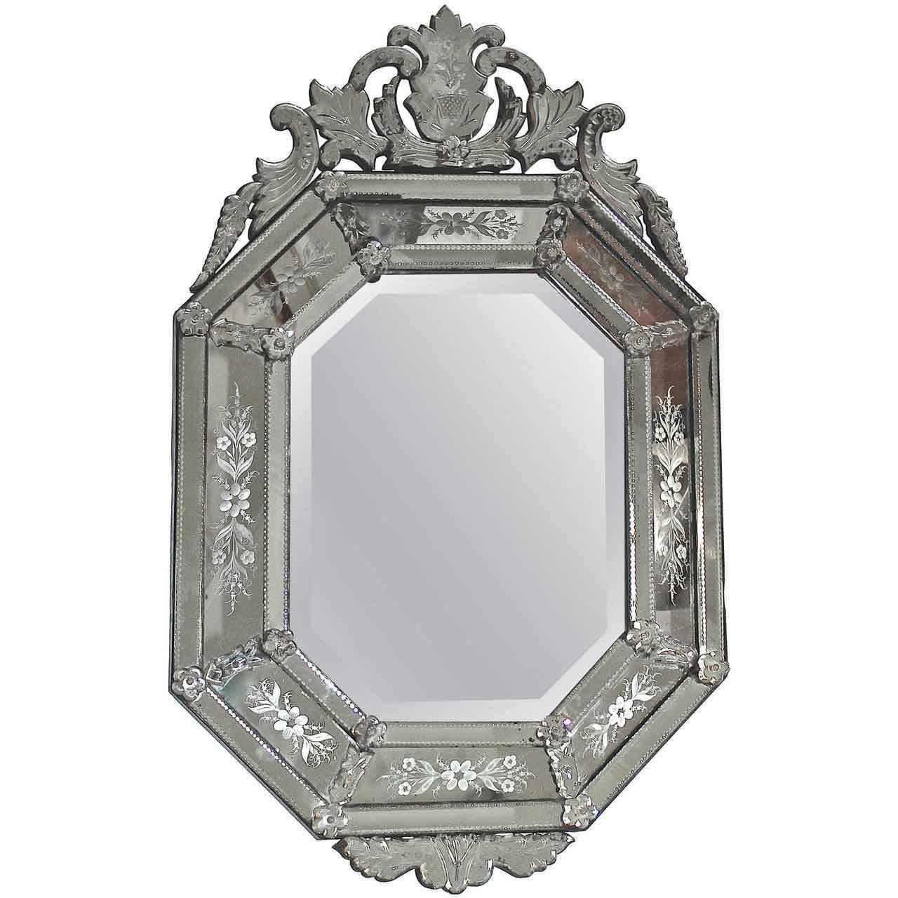 Italian Venetian Etched Glass Wall Mirror 3