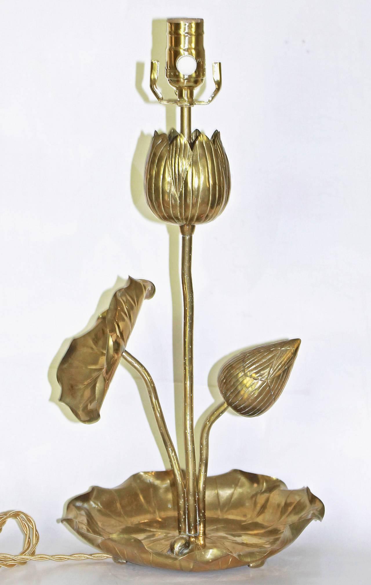 Brass Lotus Blossom Table Lamp 4