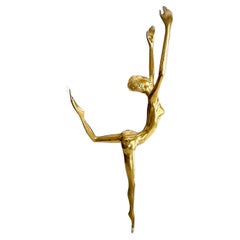Große Ballerina-Tänzer-Messingstatue, 1920er Jahre
