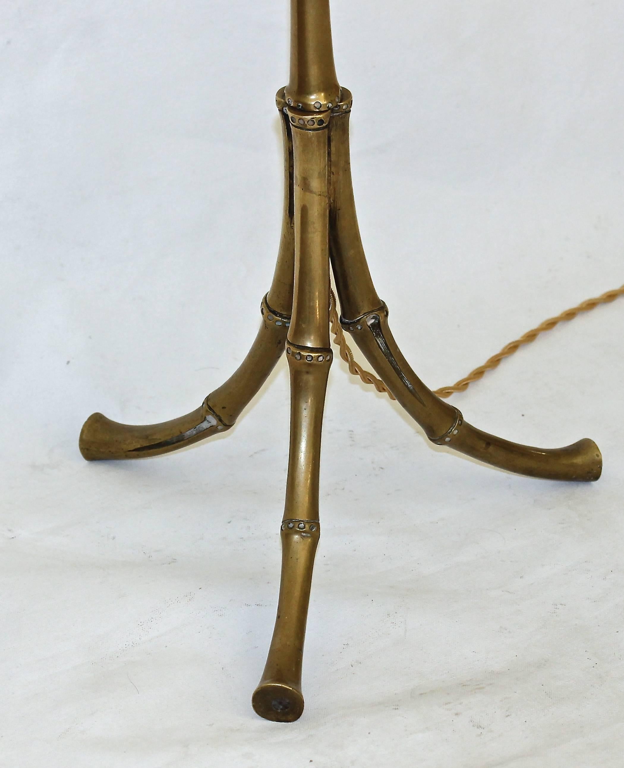 Bagues French Bronze Faux Bamboo Floor Lamp In Excellent Condition In Palm Springs, CA