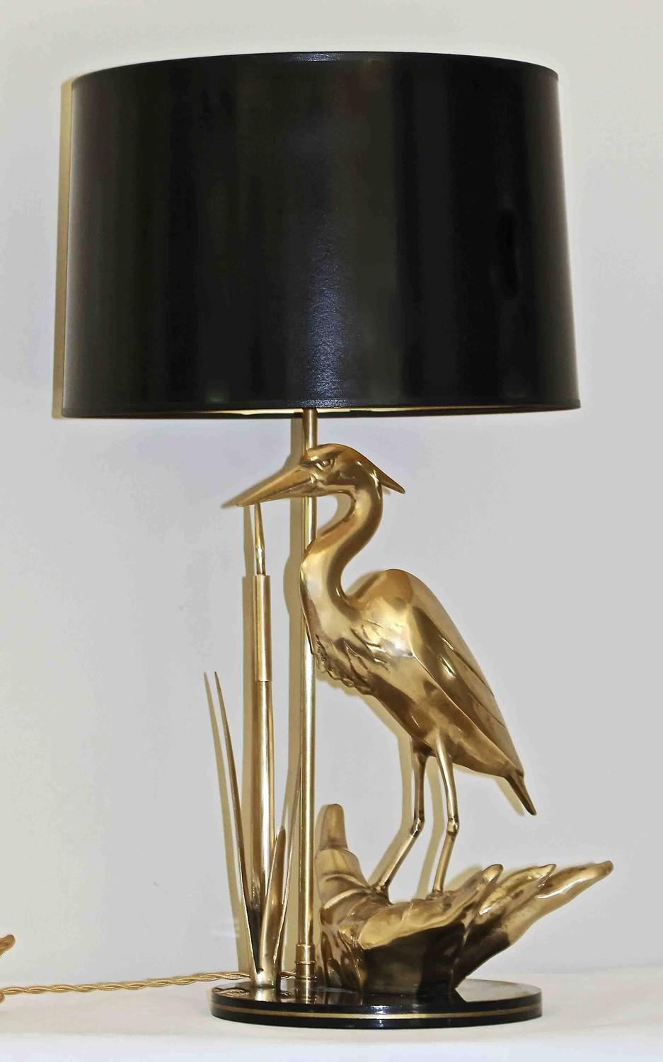 Brass Heron Bird Table Lamp For Sale at 1stdibs