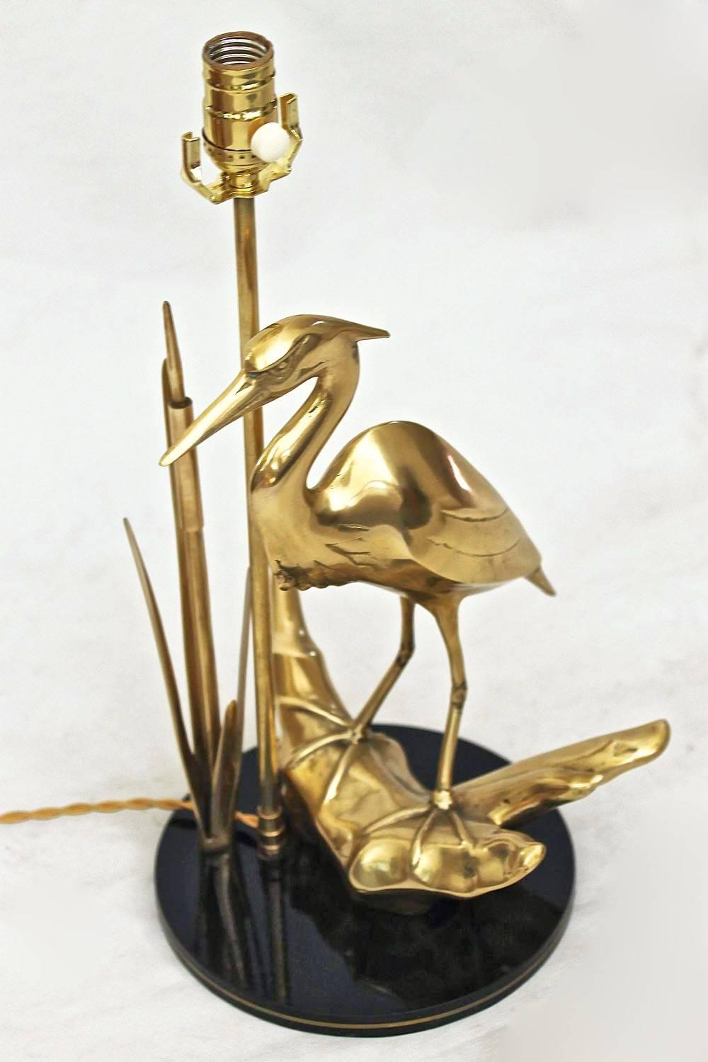Brass Heron Bird Table Lamp In Excellent Condition In Palm Springs, CA