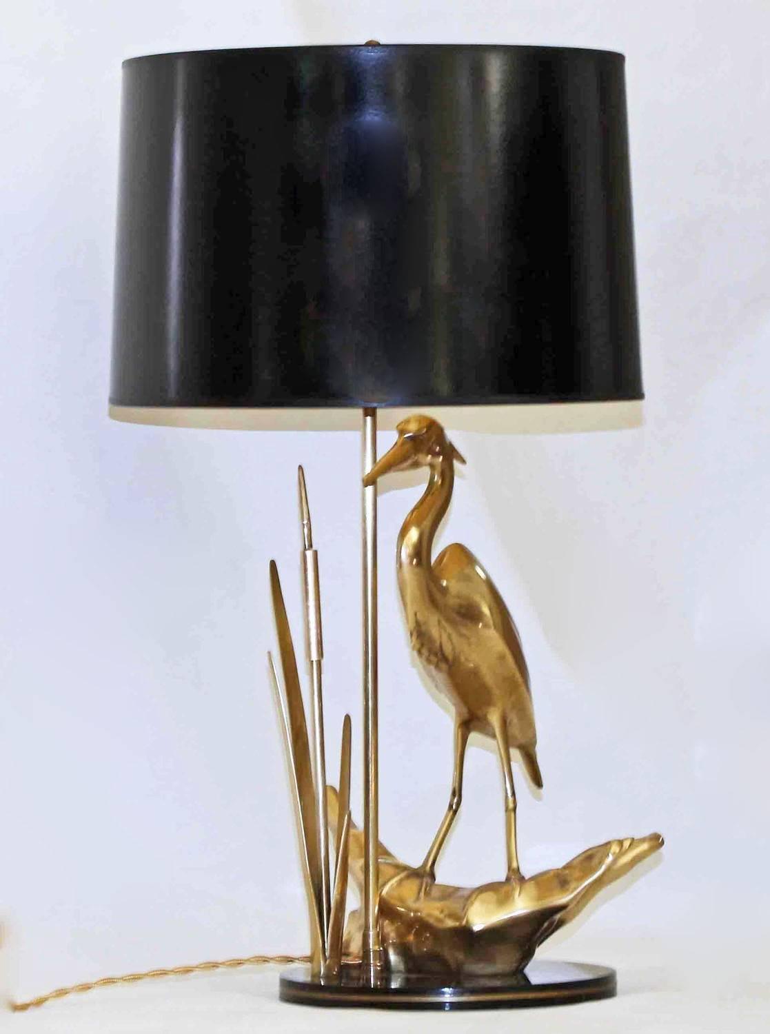 Brass Heron Bird Table Lamp For Sale at 1stdibs