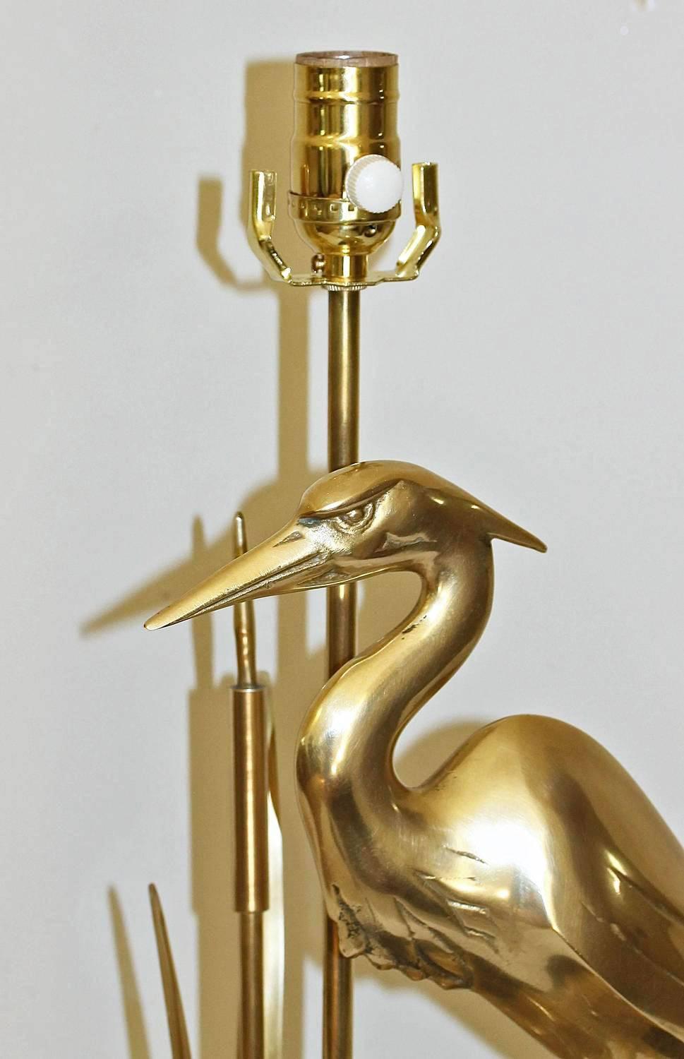 Brass Heron Bird Table Lamp For Sale at 1stdibs