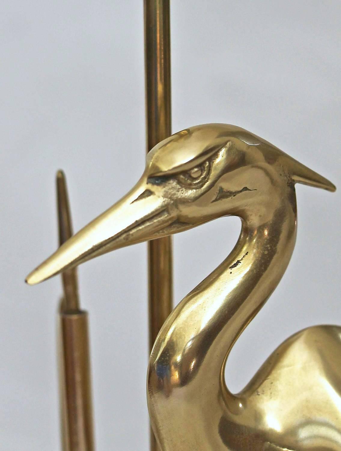 French Brass Heron Bird Table Lamp
