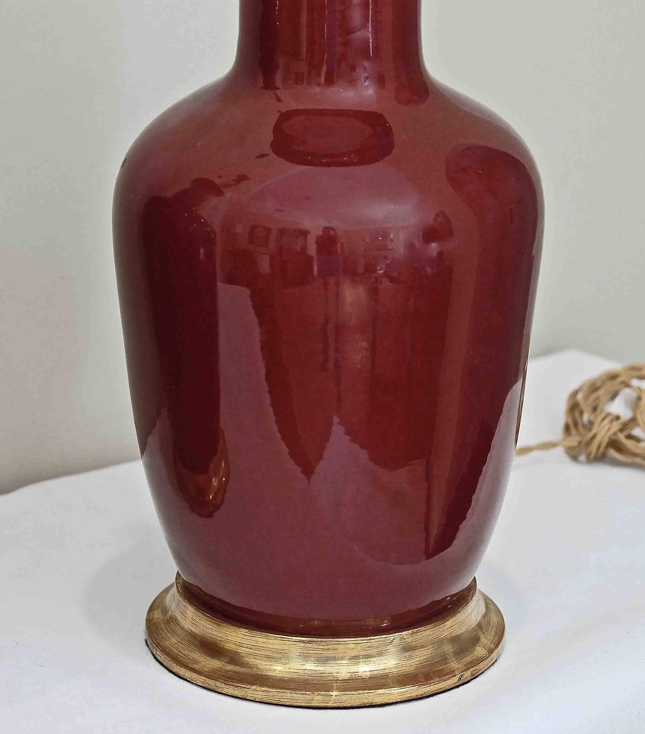 Pair of Christopher Spitzmiller Oxblood Sang De Boeuf Red Ginger Jar Lamps In Excellent Condition In Palm Springs, CA