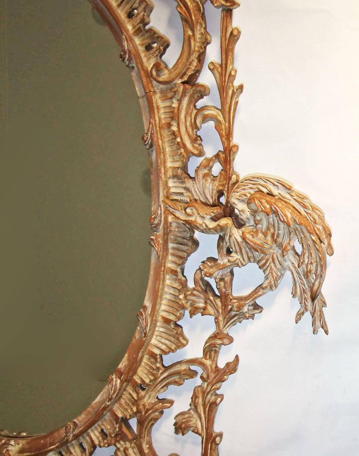 Italian Carved Wood Chinese Chinoiserie Chippendale Style Pagoda Mirror