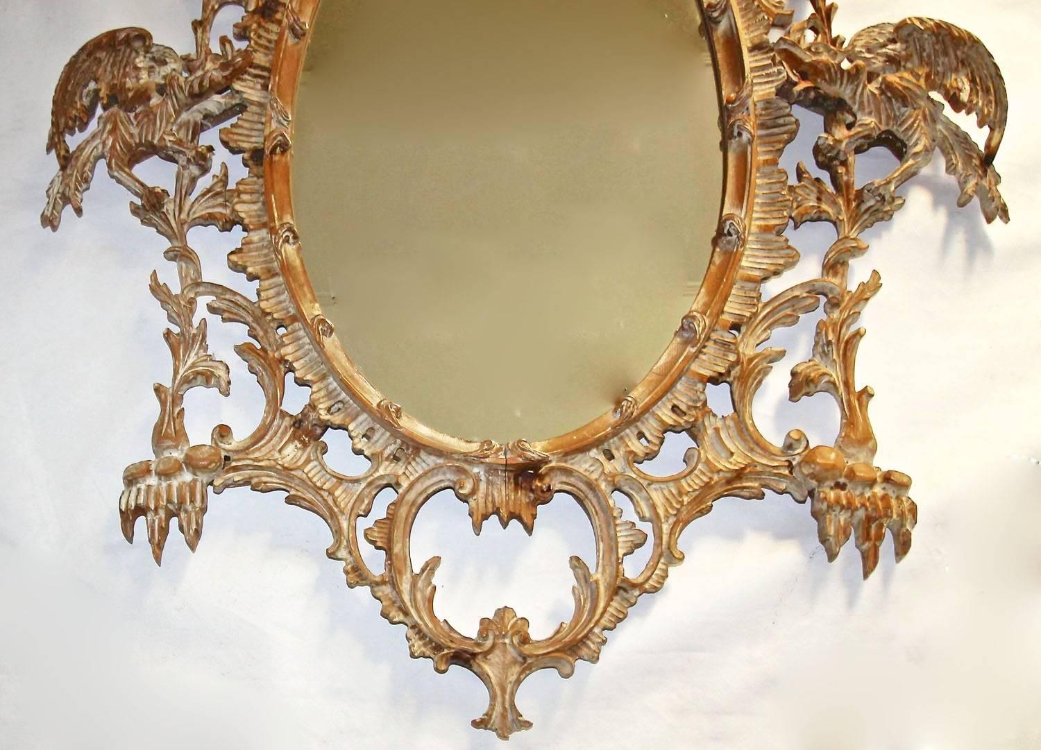 Carved Wood Chinese Chinoiserie Chippendale Style Pagoda Mirror In Good Condition In Dallas, TX