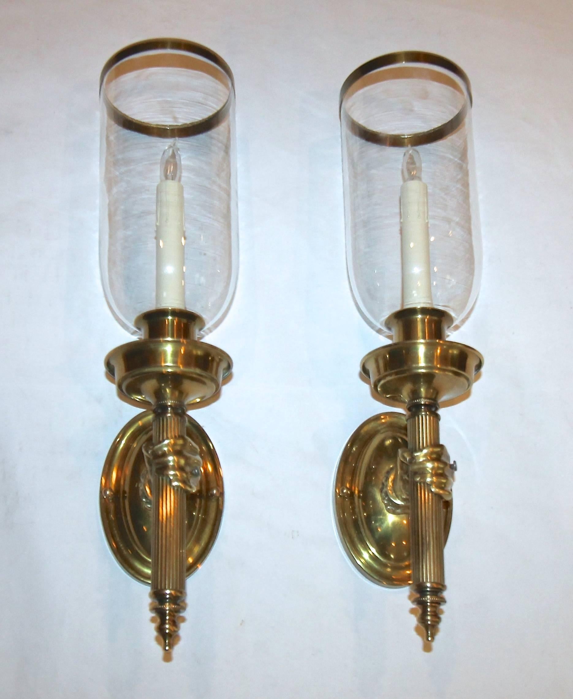 Large Hand Torch Bronze Wall Sconces 2