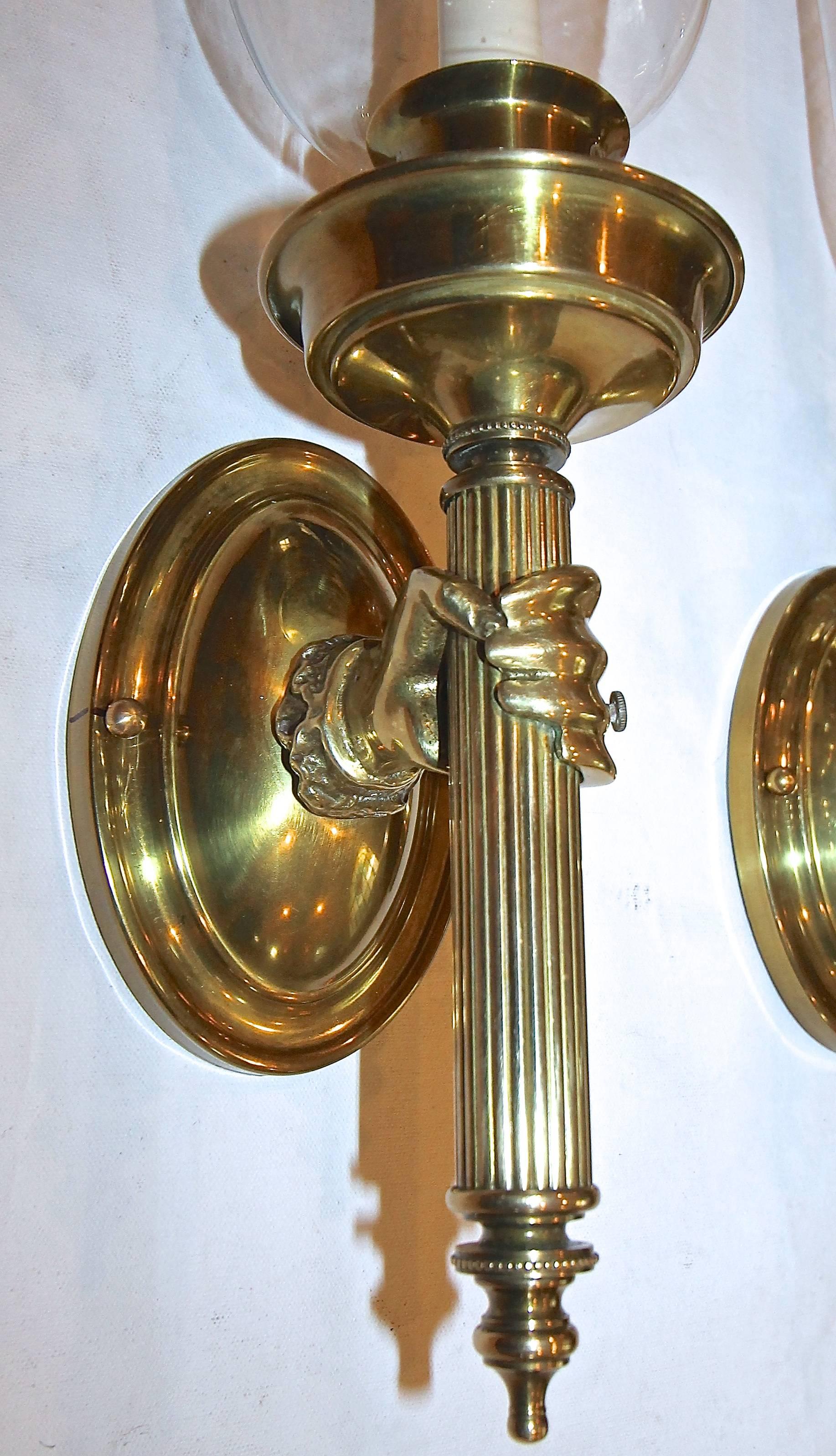 Brass Large Hand Torch Bronze Wall Sconces