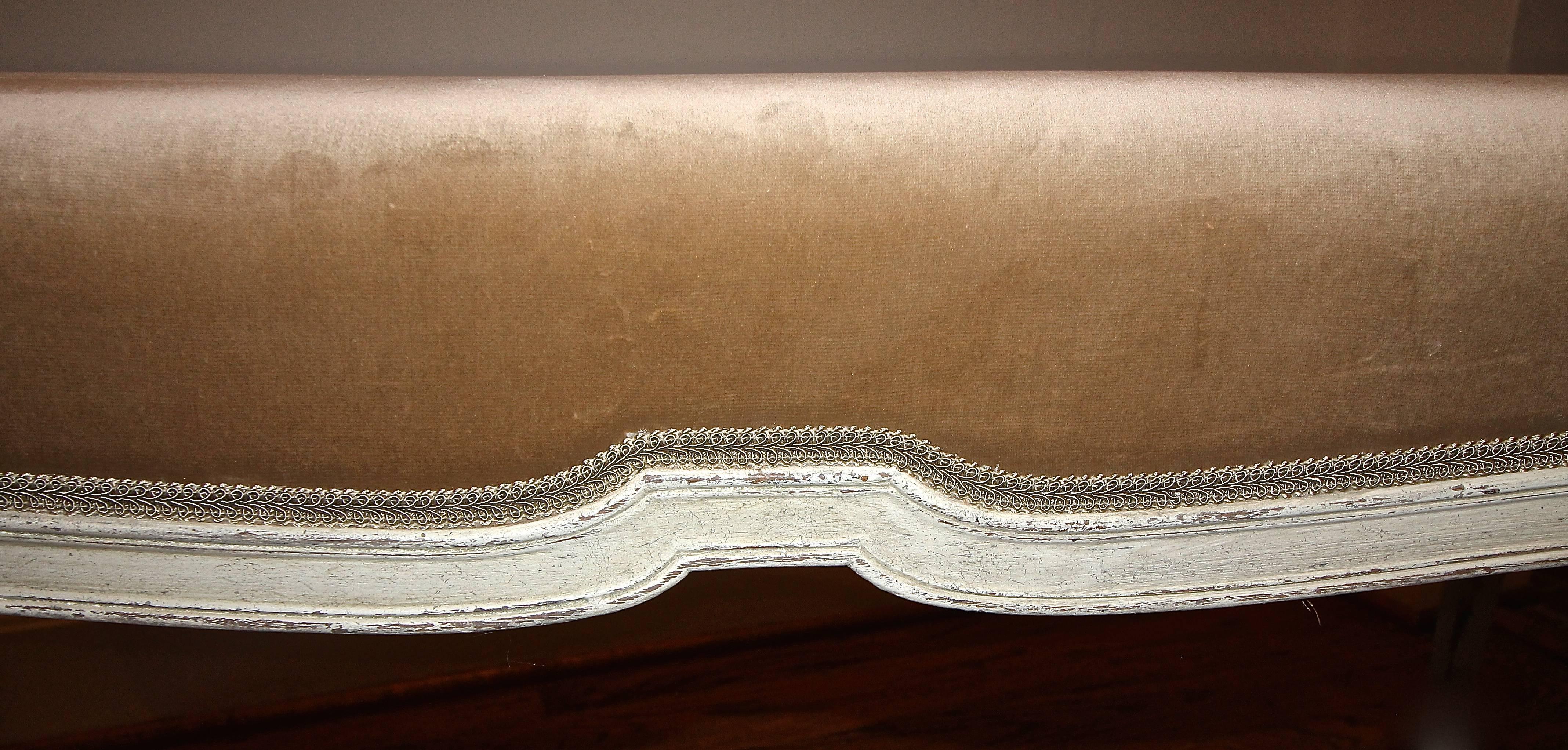Large White Painted Louis XV Style Bench 2