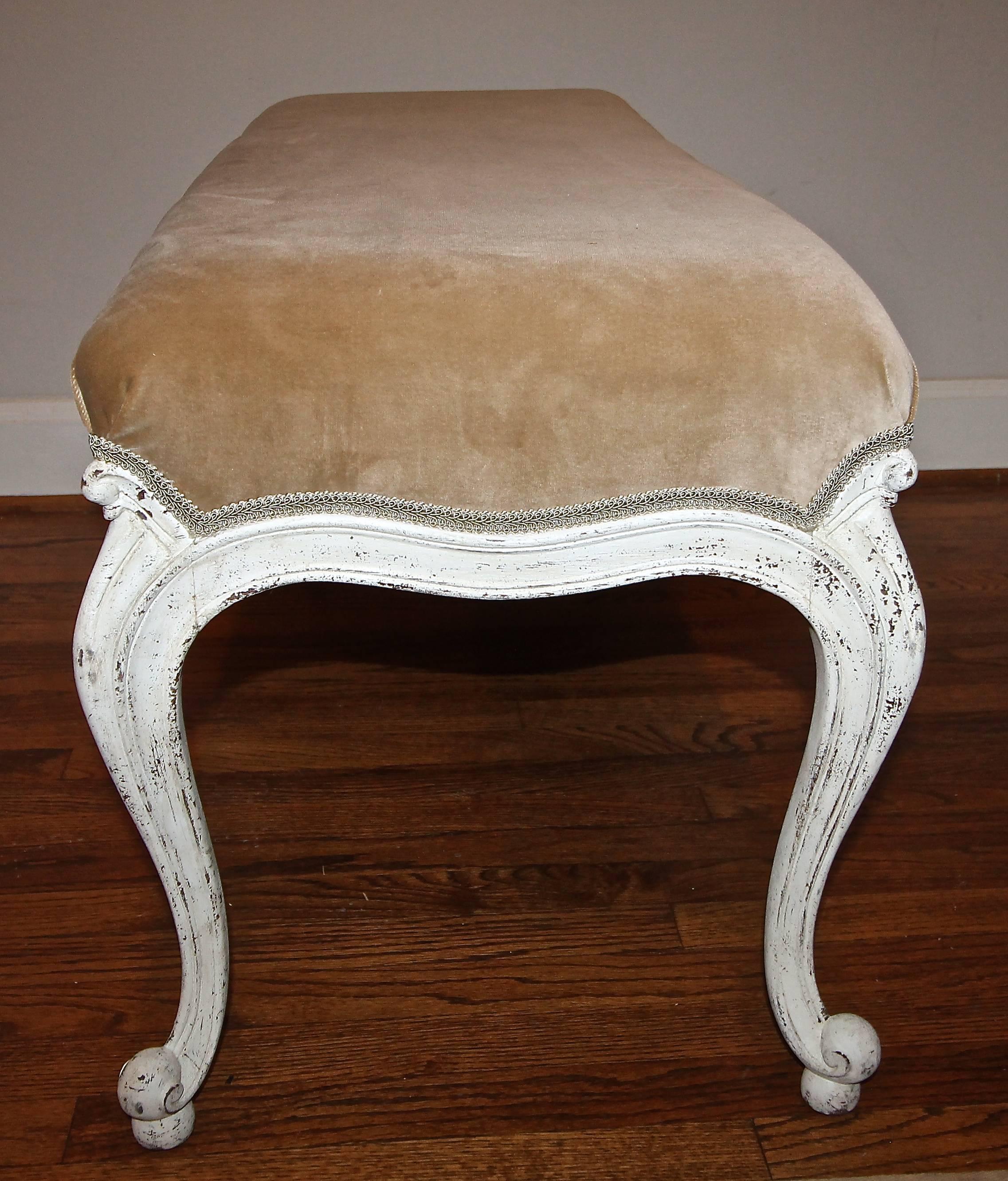 Mid-20th Century Large White Painted Louis XV Style Bench