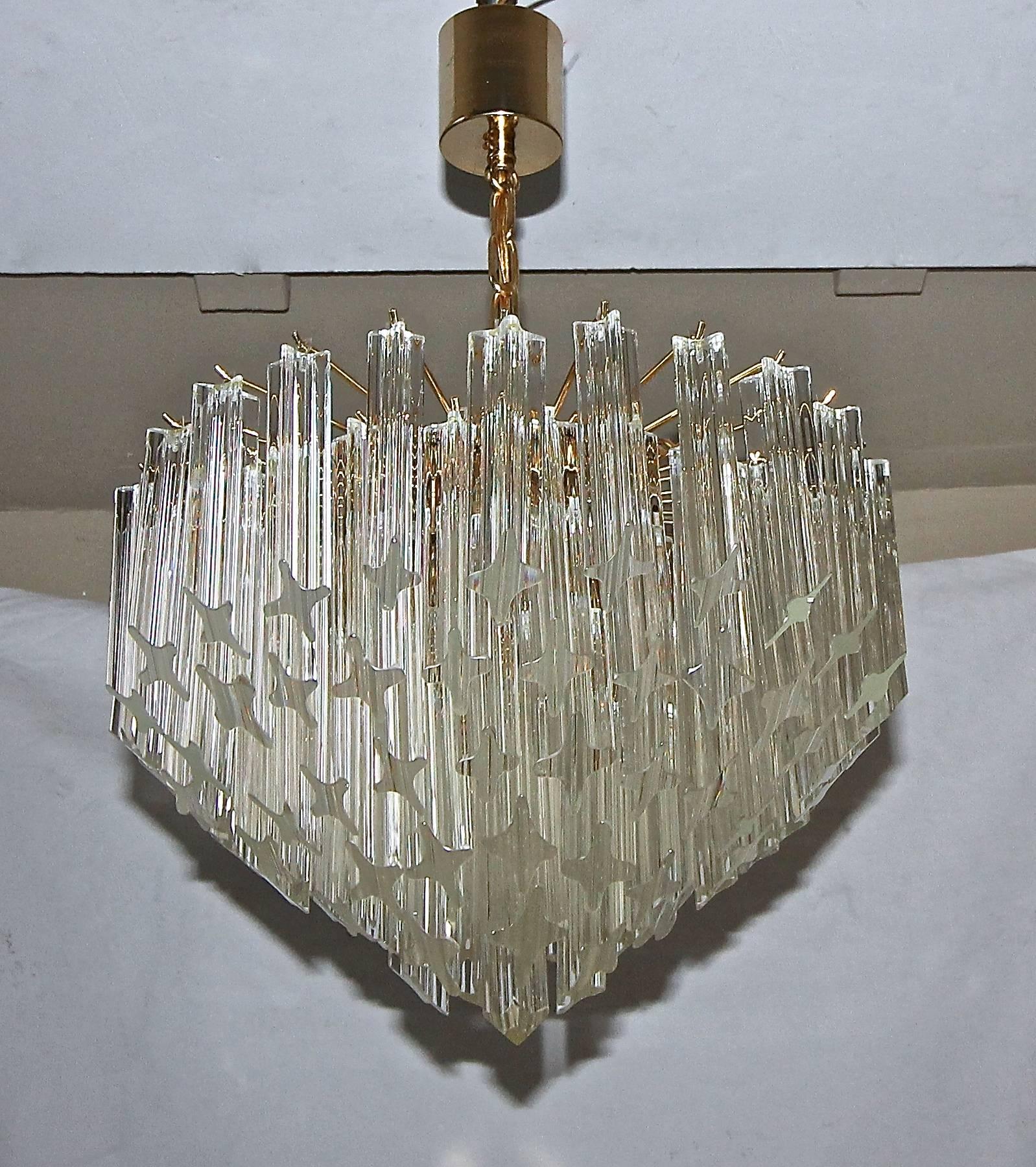 Venini Italian Quatro Punta Crystal Prism Chandelier 4