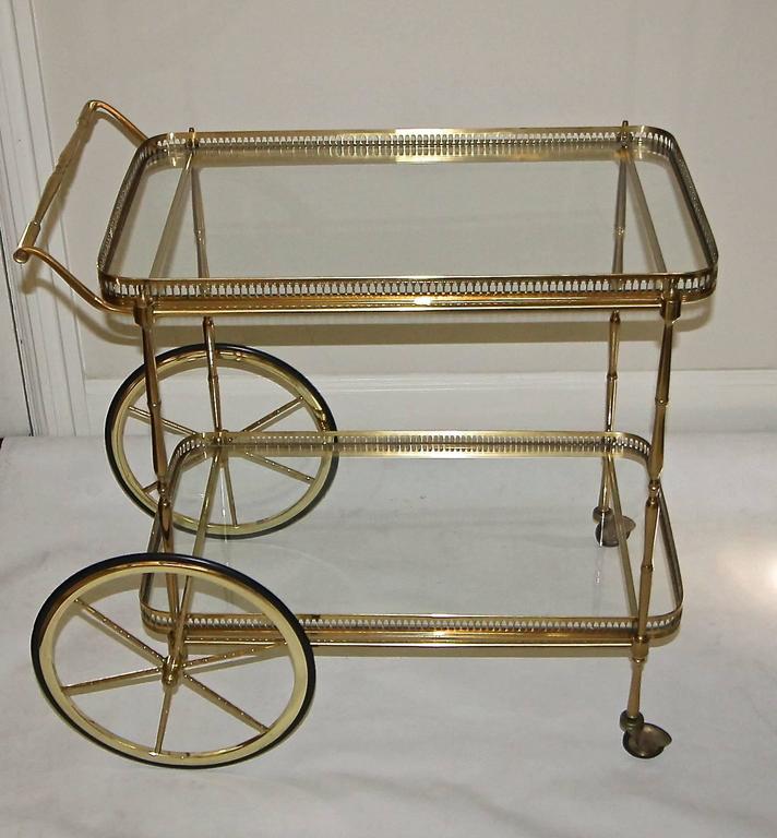 Vintage French Brass Bar Cart at 1stDibs