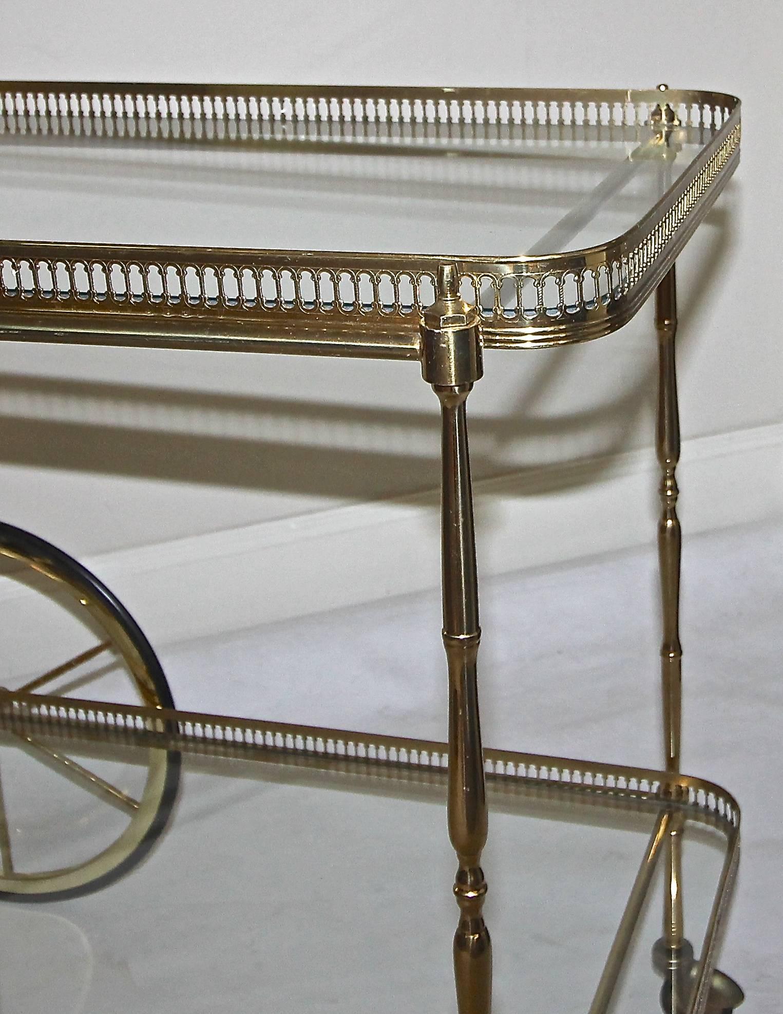Vintage French Brass Bar Cart 4