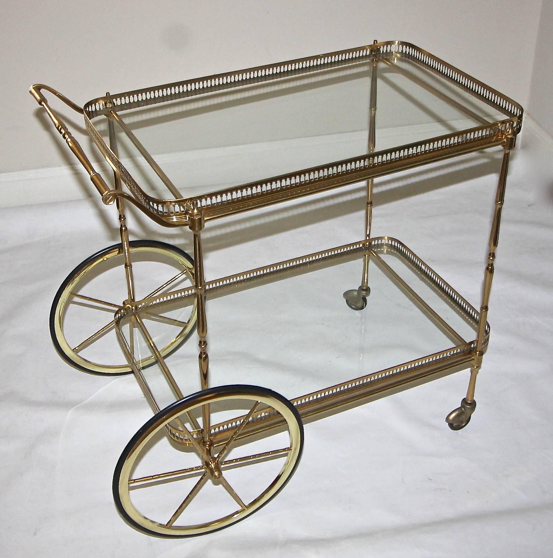 Vintage French Brass Bar Cart 3