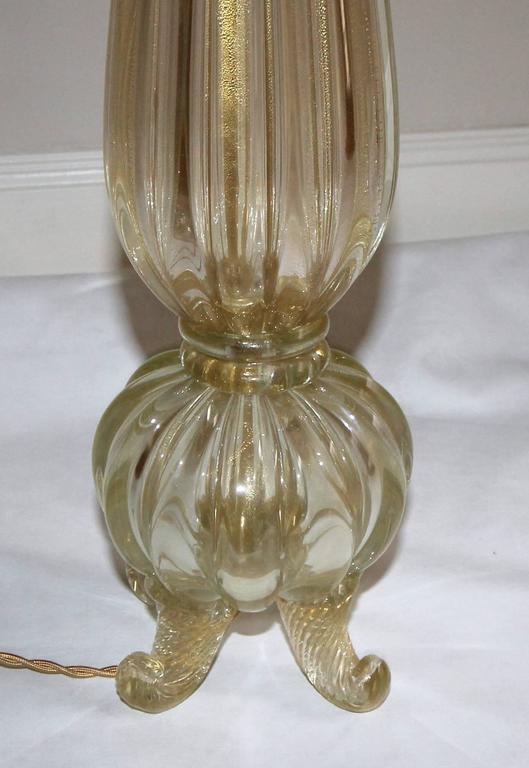 Barovier Murano Italian Gold Footed Table Lamp For Sale 3