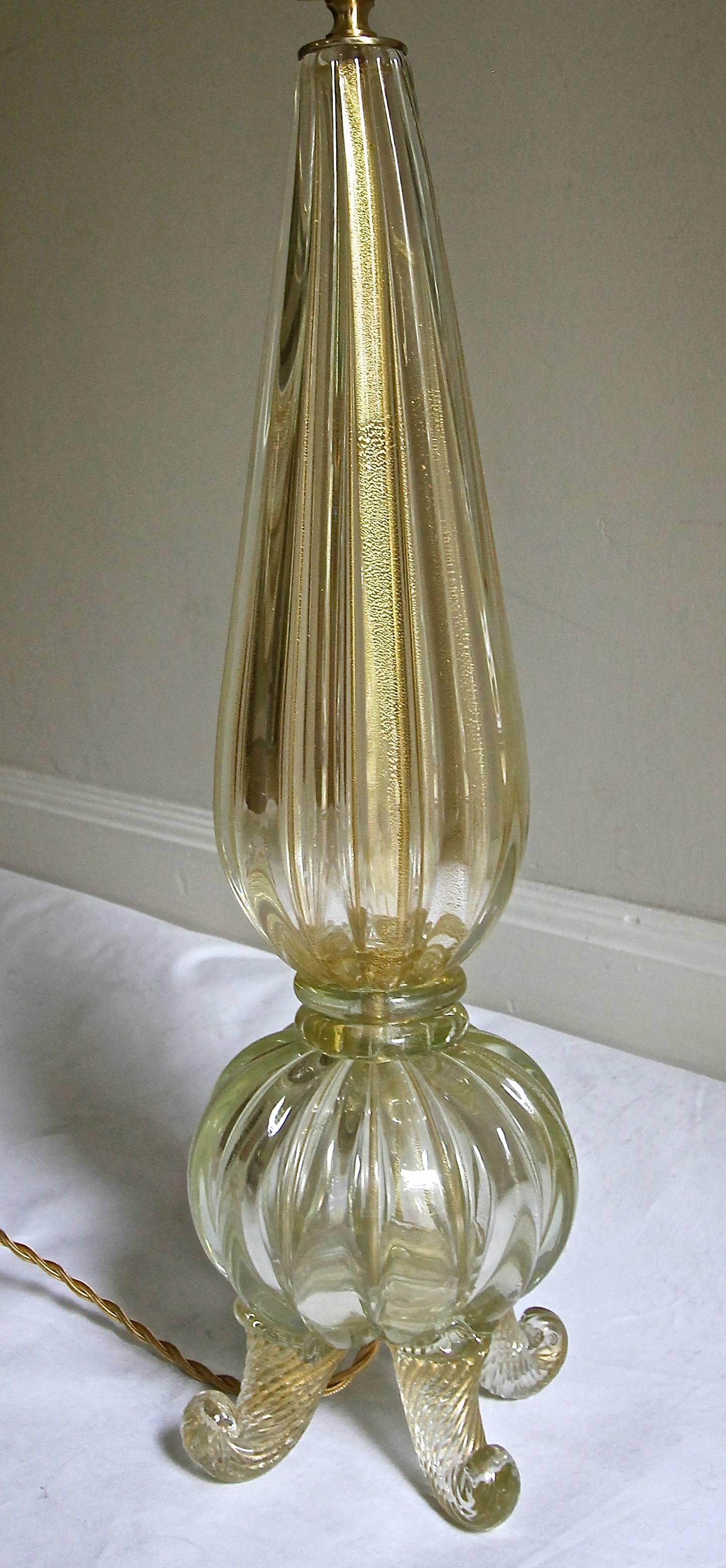 Barovier Murano Italian Gold Footed Table Lamp 2