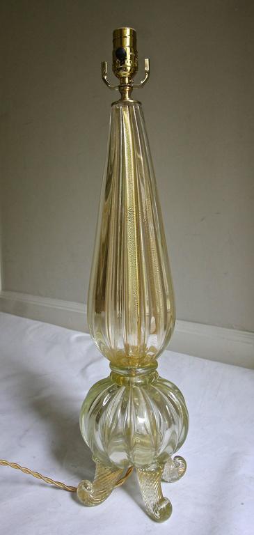 Barovier Murano Italian Gold Footed Table Lamp For Sale 4