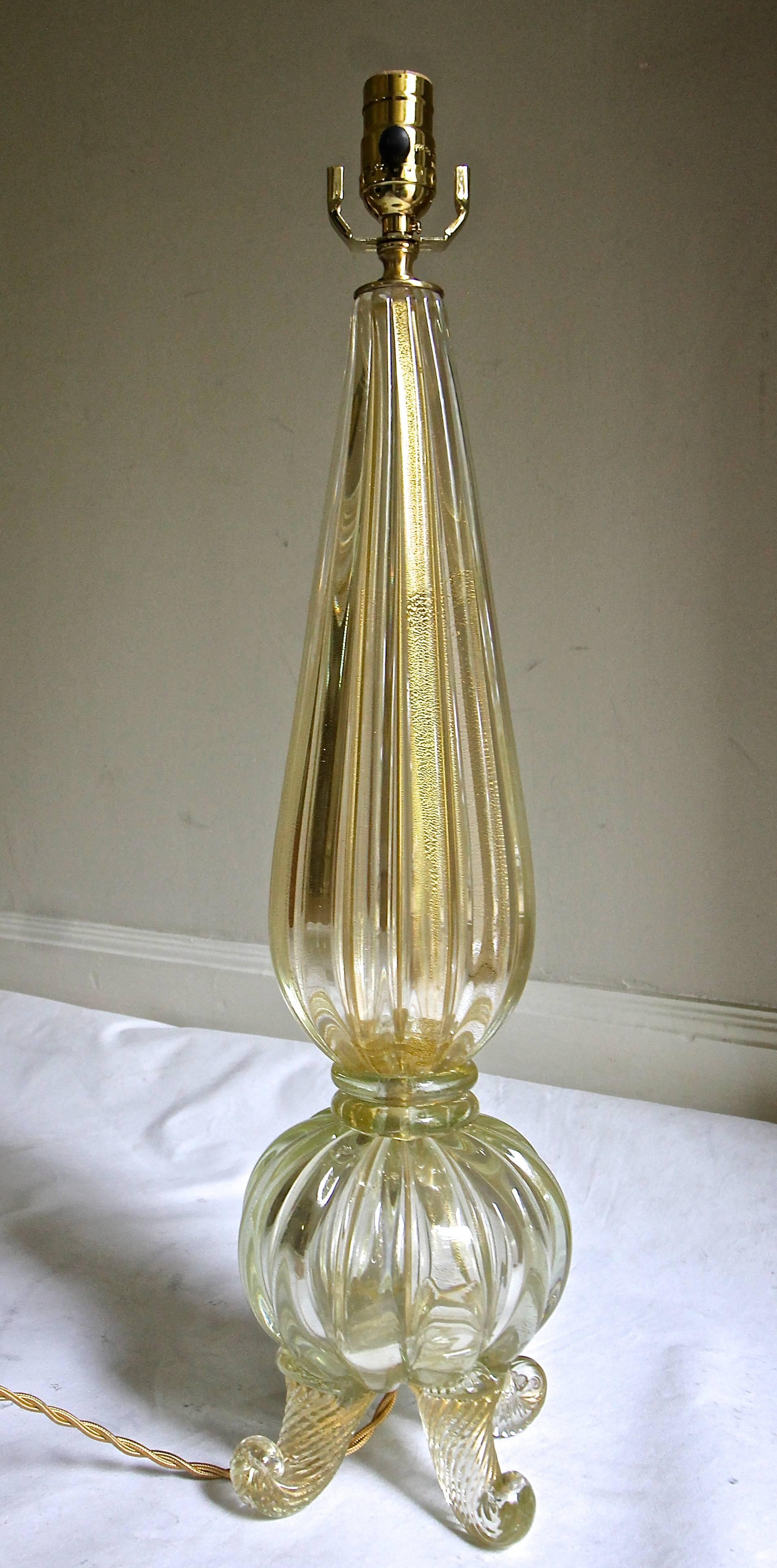 Barovier Murano Italian Gold Footed Table Lamp 1