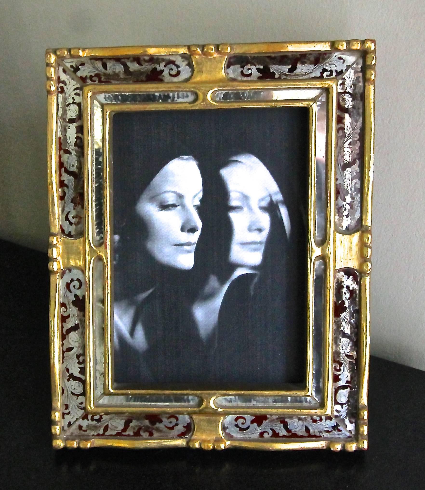 Glass Two Italian Gilt Wood Picture Frames For Sale