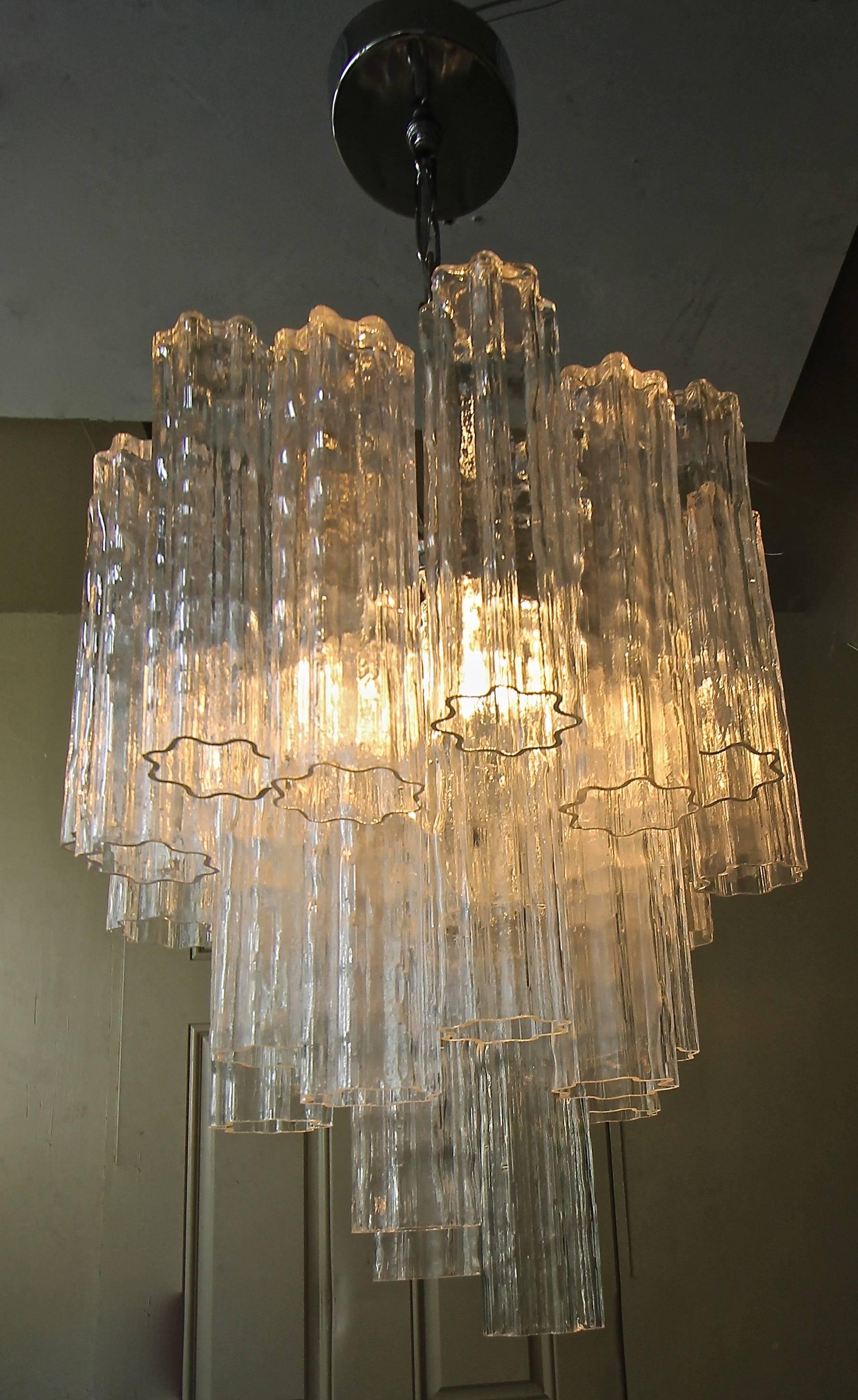 Venini Murano Tronchi Glass Chandelier In Good Condition In Palm Springs, CA