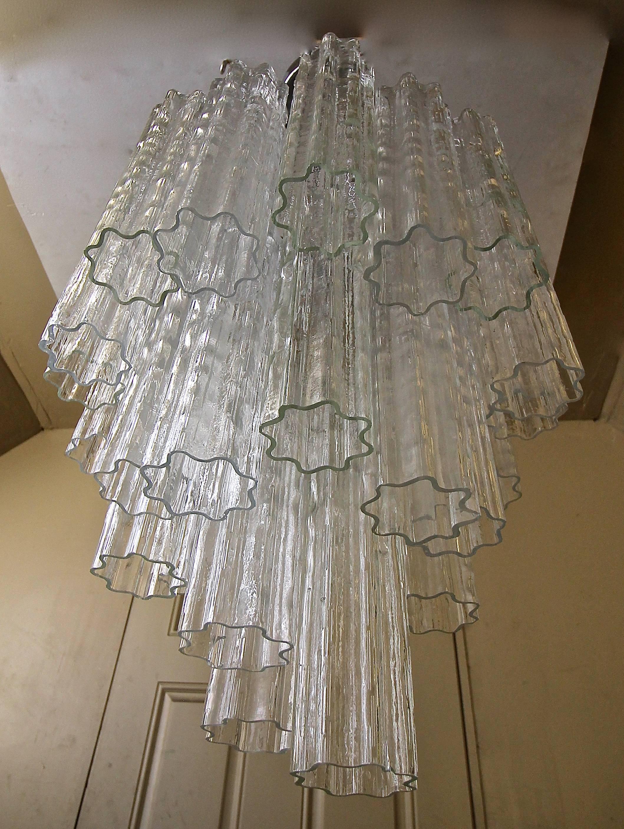 Mid-20th Century Venini Murano Tronchi Glass Chandelier