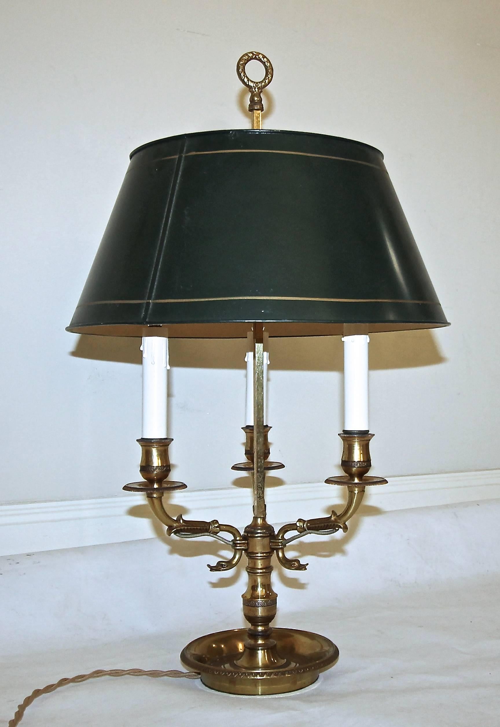French Empire Style Bouillotte Brass Lamp 4